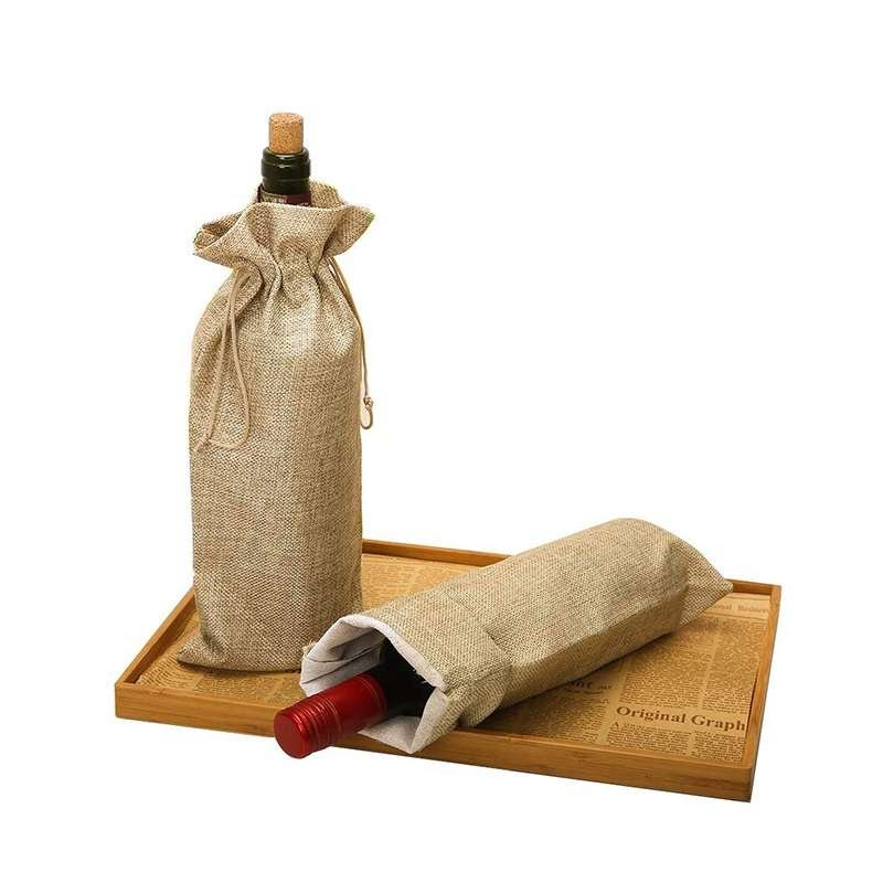 Natural Jute Wine Bottle Bag Pair